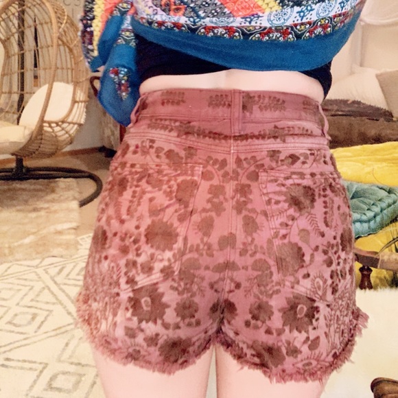 Free People shorts maroon high waisted cut off - Picture 6 of 8